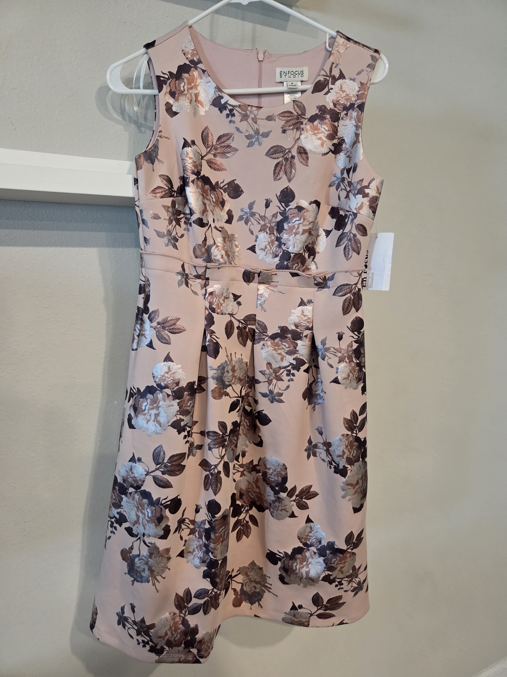 Enfocus Studio Pink Floral Fit-and-Flare Dress